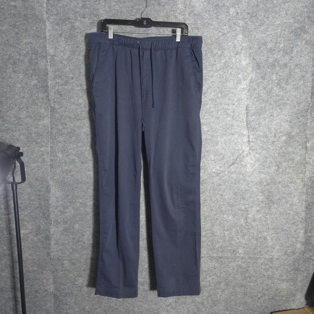 LL Bean Standard Fit Men 36x32 Navy Blue Coolmax Stretch Drawstring Pants 518545